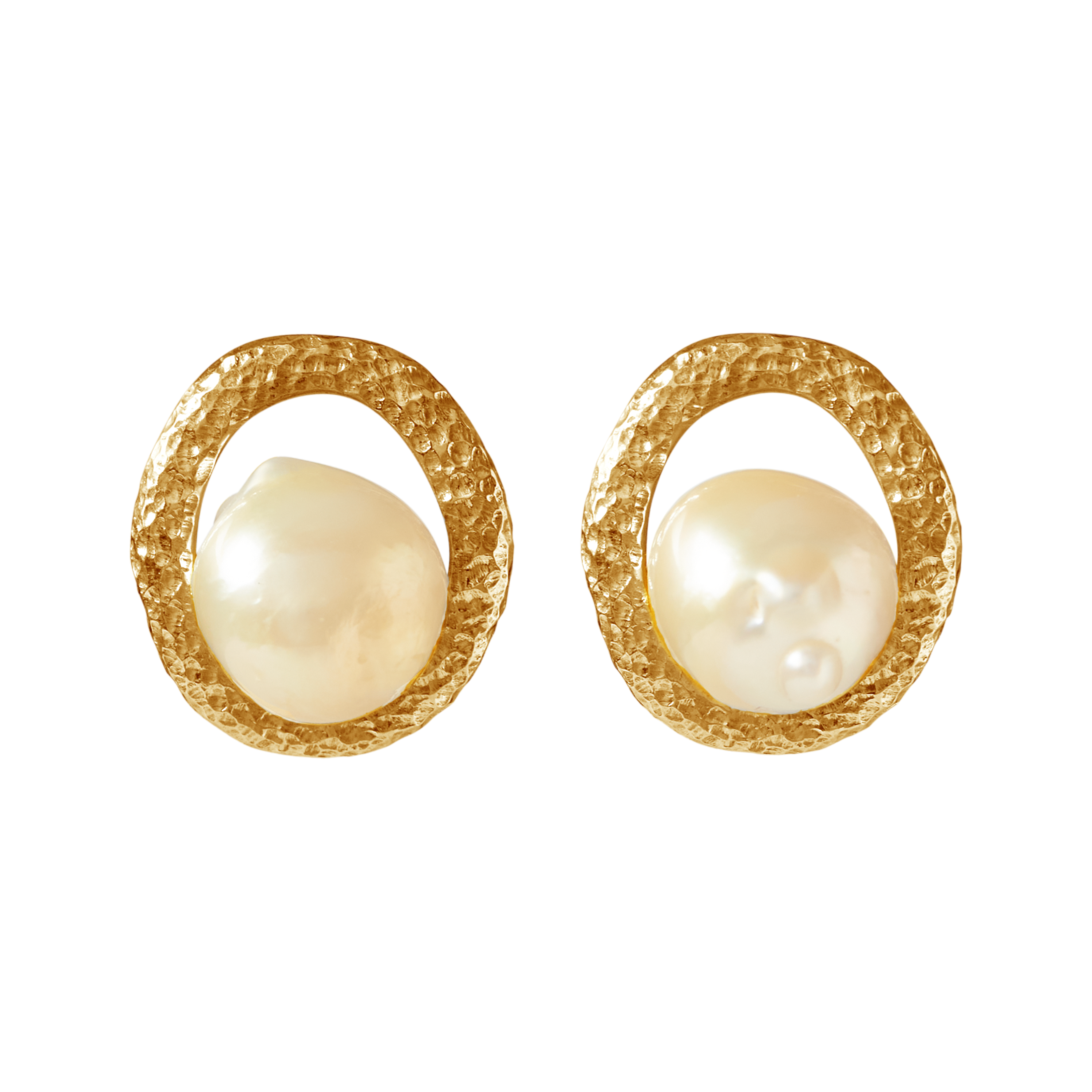 Oceano Pamplemousse gold vermeil stud earrings with 10mm South Sea pearls