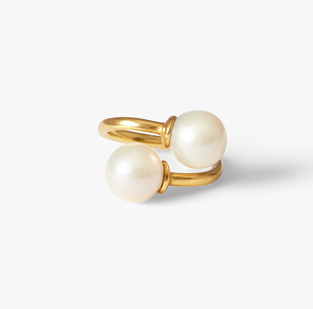 Oceano Jewels Trou D'Eau Douce open-ended gold vermeil ring with white freshwater pearls in 8mm and 12mm