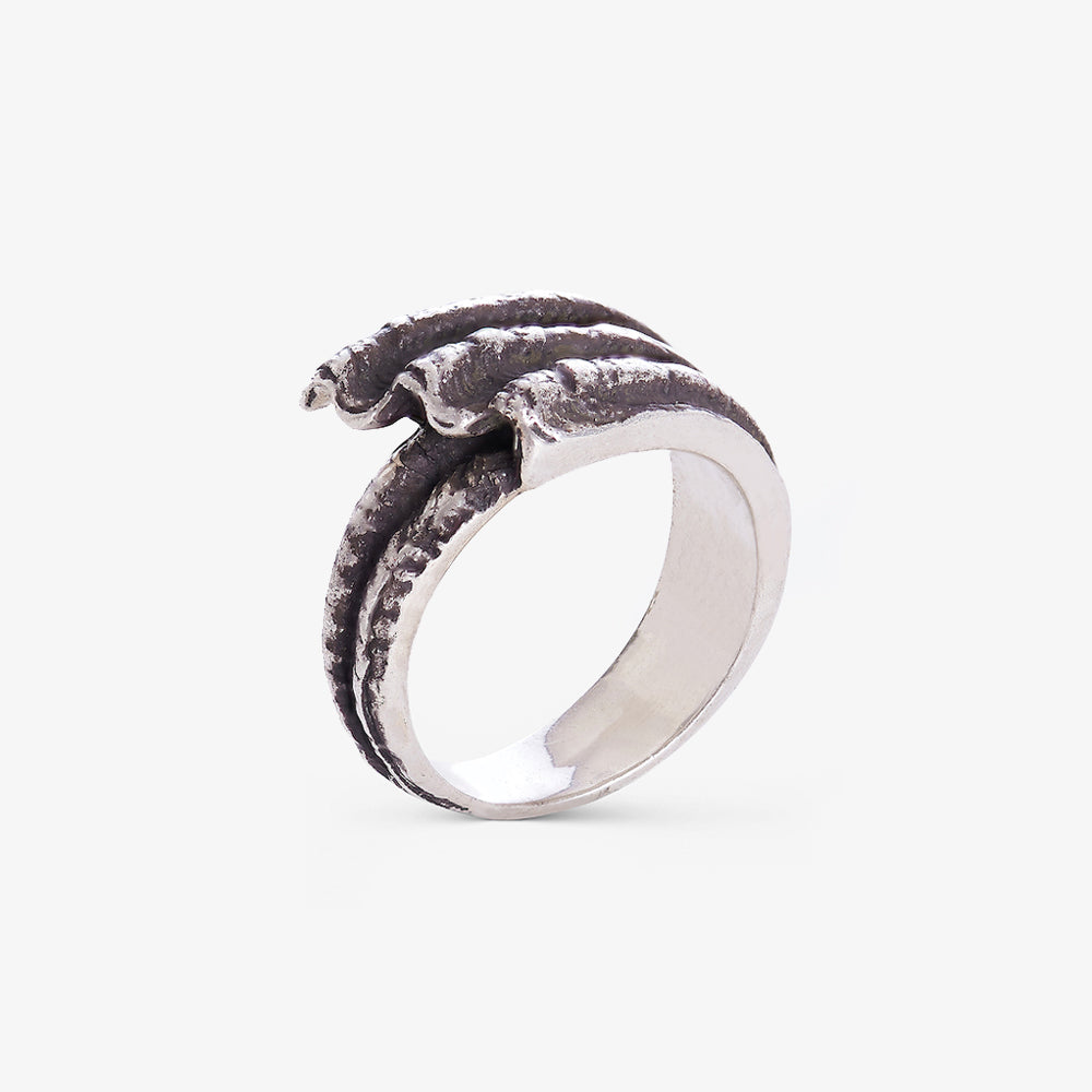 Riambel oxidised silver ring handcrafted from genuine Mauritian shell by Oceano Jewels
