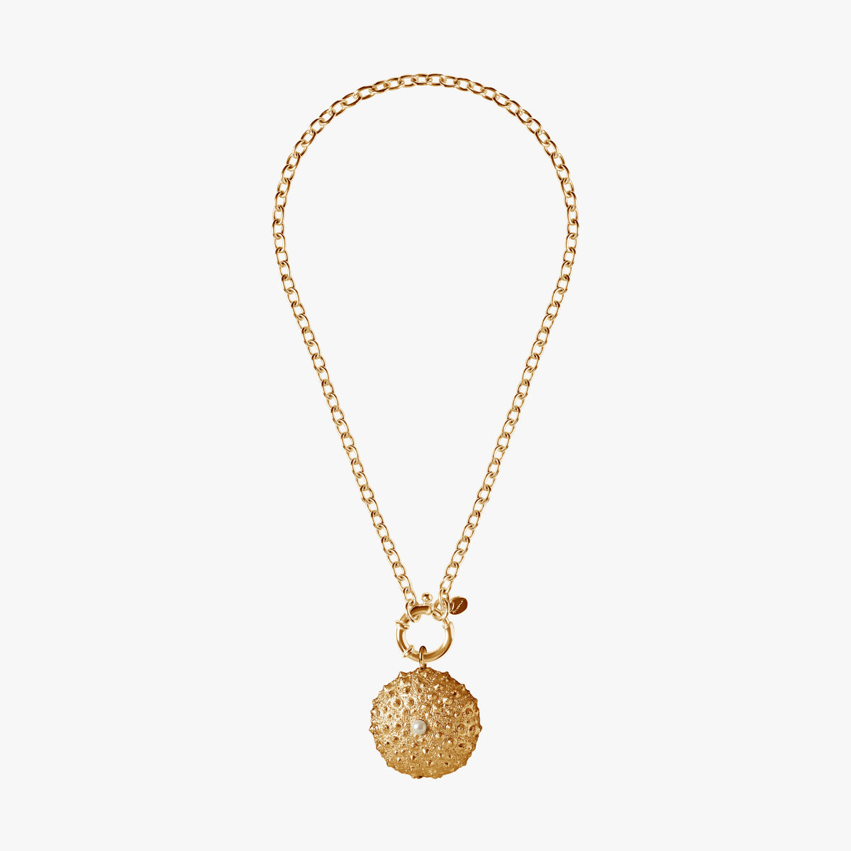 St Géran 18K gold vermeil necklace with sculptural sea urchin pendant by Oceano Jewels
